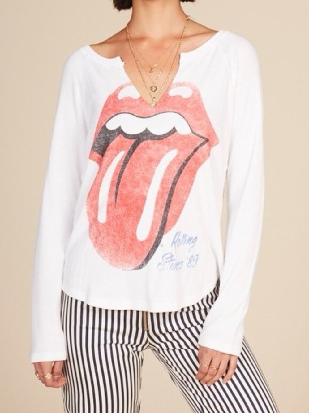 Daydreamer Rolling Stones White Waffle-Knit